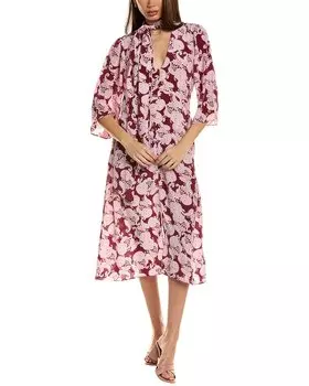 Оборудование Платье Julianne из шелка миди Equipment, красный