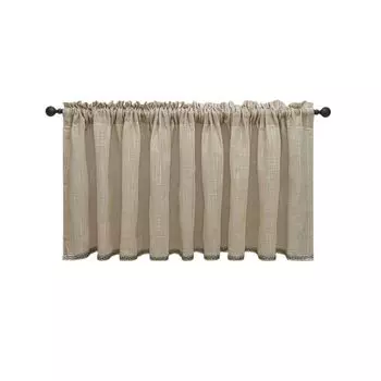 Обработка окон, тонко выполненная теплоизоляция, полиэстер, фермерский дом, утолщенная карманная короткая занавеска для дома, темно-синяя Stuttg, бежевый