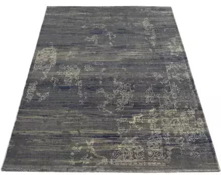 Образец ковра-кольца "ВОЛНА КОНТУРА", прямоугольный, эксклюзивная пряжа SAMPLE RING DELUXE COLLECTION из приятной микрофибры Musterring 70х140 см, серый/синий