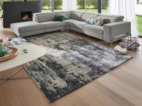 Образец ковра-кольца "WAVE ARTE", прямоугольный, эксклюзивная пряжа SAMPLE RING DELUXE COLLECTION из приятной микрофибры Musterring 70х140 см, серый/кремовый