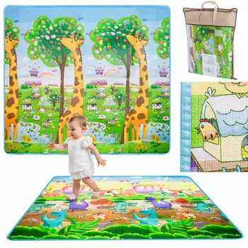 ОБРАЗОВАТЕЛЬНЫЙ КОВРИК ZOO пенопласт 180x200 см | двусторонний | ковер | украшение ikonka