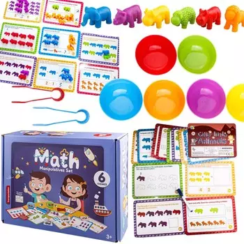 Образовательный набор для обучения счету фигурок Монтессори, карточек, аркадной игры Inna marka