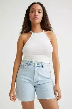 Обрезанные шорты с высокой талией в стиле 90-х H&amp;M, светло-голубой деним