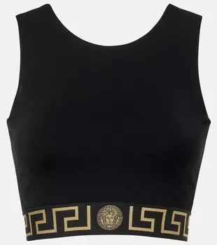 Обрезанный топ Greca Border Versace, черный