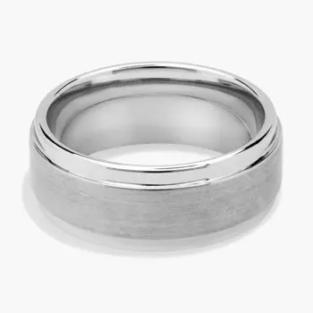 Обручальное кольцо Comfort Fit из белого карбида вольфрама, матовое и полированное (9 мм) Blue Nile