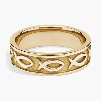 Обручальное кольцо Ихтис из 18-каратного желтого золота (7 мм) Blue Nile