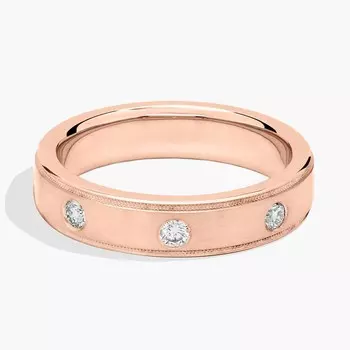 Обручальное кольцо с бриллиантами Milgrain Burnished Set из 18-каратного розового золота (5 мм, 1/5 карата, двойной). Blue Nile