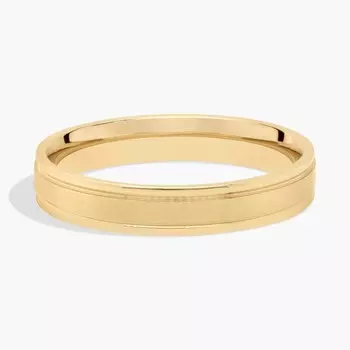 Обручальное кольцо с матовой инкрустацией из желтого золота 18 карат (4 мм) Blue Nile