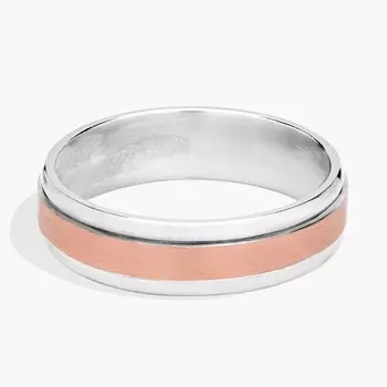 Обручальное кольцо с матовой инкрустацией из 14-каратного белого и розового золота (6 мм) Blue Nile