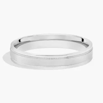 Обручальное кольцо с матовой инкрустацией из белого золота 14 карат (4 мм) Blue Nile