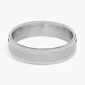 Обручальное кольцо с матовой инкрустацией из белого золота 14 карат (6 мм) Blue Nile