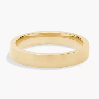 Обручальное кольцо с матовым низким куполом Comfort Fit из желтого золота 14 карат (4 мм) Blue Nile