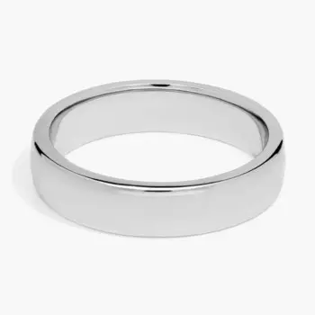 Обручальное кольцо с низким куполом Comfort Fit из 14-каратного белого золота (5 мм) Blue Nile