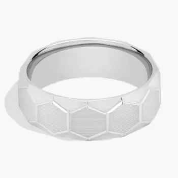 Обручальное кольцо с рельефным шестиугольником из платины (7 мм) Blue Nile