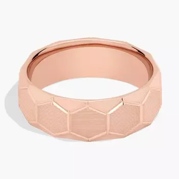 Обручальное кольцо с рельефным шестиугольником из розового золота 14 карат (7 мм) Blue Nile