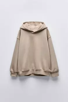 Общая толстовка с капюшоном ZARA, коричневый/серо-коричневый