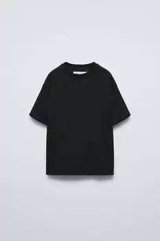 Общая тяжелая футболка ZARA, черный
