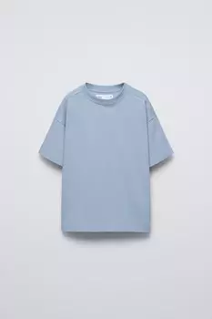 Общая тяжелая футболка ZARA, цвет Sky blue
