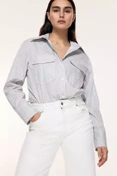Обтягивающая поплиновая блузка H&M, мультиколор