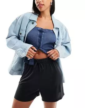 Обтягивающие шорты с эластичной талией черного цвета Pieces