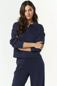 Обтягивающий элегантный свитер поло с воротником Next, синий