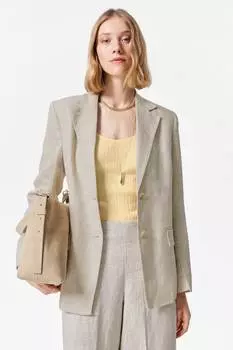 Обтягивающий льняной блейзер & Other Stories, бежевый