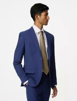 Обтягивающий пиджак-стрейч Marks & Spencer, темный индиго