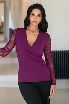 Обтягивающий топ из джерси с длинными рукавами от Julie Pour Moi, фиолетовый