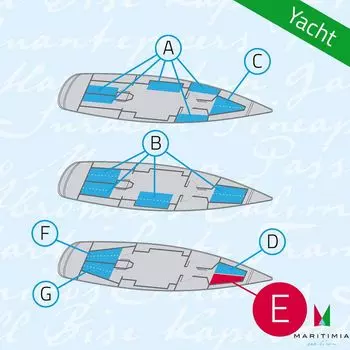Обтянутая яхтой простыня типа E шерсть белая для яхт и катеров, трапециевидная носовая койка по правому борту MARITIMIA