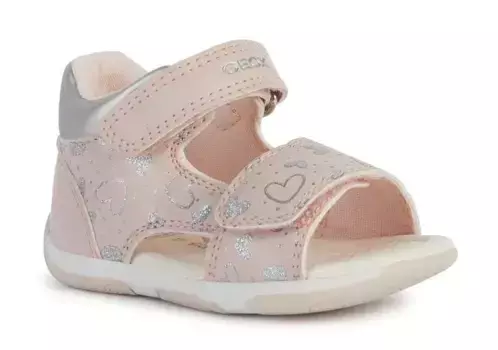 Обучающая обувь Geox "B SANDAL TAPUZ GIRL", сандалии, туфли на липучке, детская обувь на застежках-липучках, серебристый