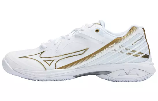 Обувь для бадминтона Mizuno Wave Claw унисекс, White gold and silver