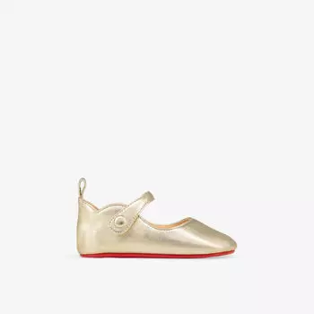 Обувь для кроватки Baby Love Chick из металлизированной кожи для 6-12 месяцев Christian Louboutin, цвет platine