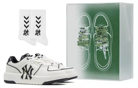 Кроссовки MLB Chunky Liner Skateboard Shoes Unisex Low-Top White Black