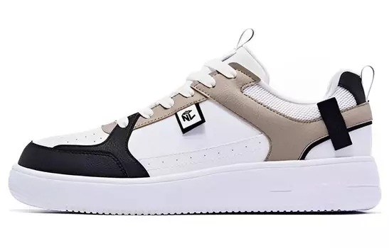 Обувь для скейтбординга Мужская низкая белая/коричневая Qiaodan