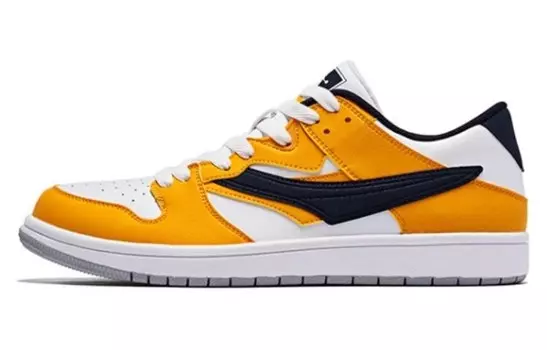 Обувь для скейтбординга Мужская низкая белая/желтая Qiaodan