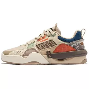 Обувь для скейтбординга Мужская низкая бежевая/красная Qiaodan