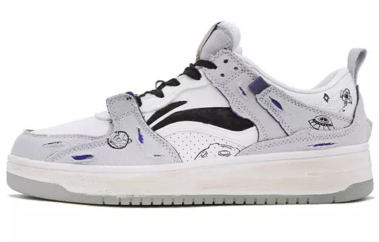 Обувь для скейтбординга Мужская низкая черная/белая/серая Lining