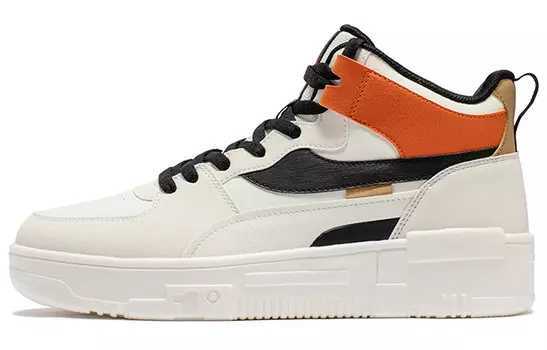 Обувь для скейтбординга Мужская с высоким берцем Feather Белый/Обсидиан Черный/Оранжевый 361°