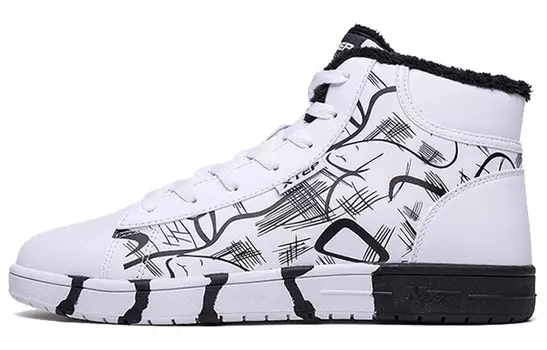 Обувь для скейтбординга Мужская с высоким верхом, белая/черная Xtep