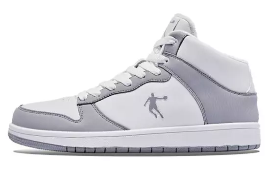 Обувь для скейтбординга Мужская с высоким верхом Белый / Чисто серый Qiaodan