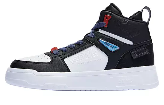 Обувь для скейтбординга Мужская с высоким верхом, черная/белая Qiaodan