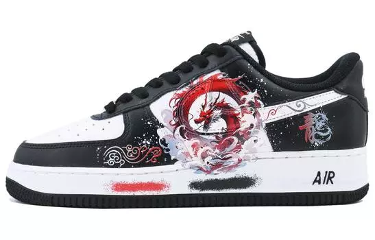 Кастомизированные кроссовки Nike Air Force 1 Skateboarding Shoes Unisex, черный/белый