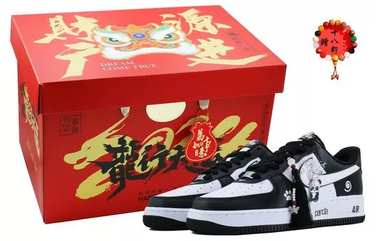 Кастомизированные кроссовки Nike Air Force 1 Skateboarding Shoes Unisex, черный/белый