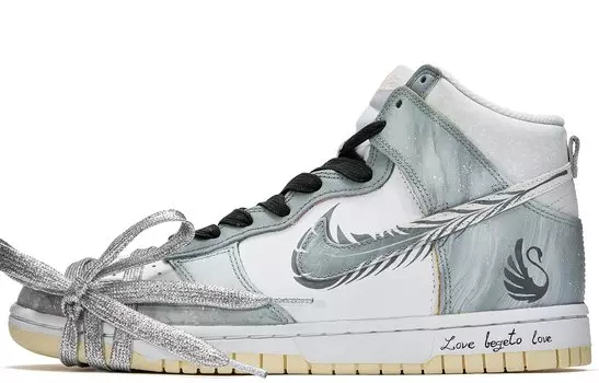 Обувь для скейтбординга Nike Dunk high унисекс, Silver/White