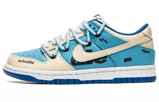 Кроссовки Nike Dunk Skateboard Shoes Unisex Low-Top Beige Blue