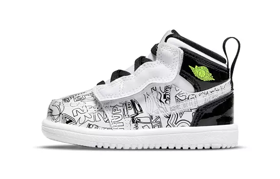 Кроссовки Jordan 1 Mid White Black Graffiti