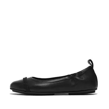Обувь на низком каблуке FitFlop Allegro Opul-Trim Leather Ballet Flats, черный