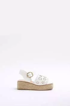 Обувь на танкетке с гребешком для девочек вырезанная лазером River Island, белый