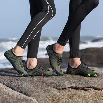 Обувь Shark Bart (SBART) для плавания на открытом воздухе с пятью пальцами, обувь для плавания вброд и по реке, обувь для подводного плавания и катания на водных лыжах 191 зеленый в стиле милитари 35-46