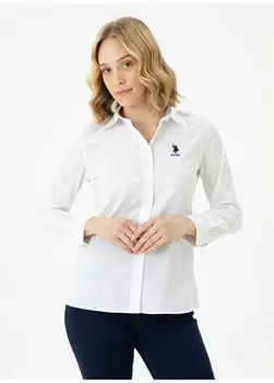 Обычная белая женская рубашка с рубашечным воротником Slim Fit SALY023K U.S. Polo Assn., белый